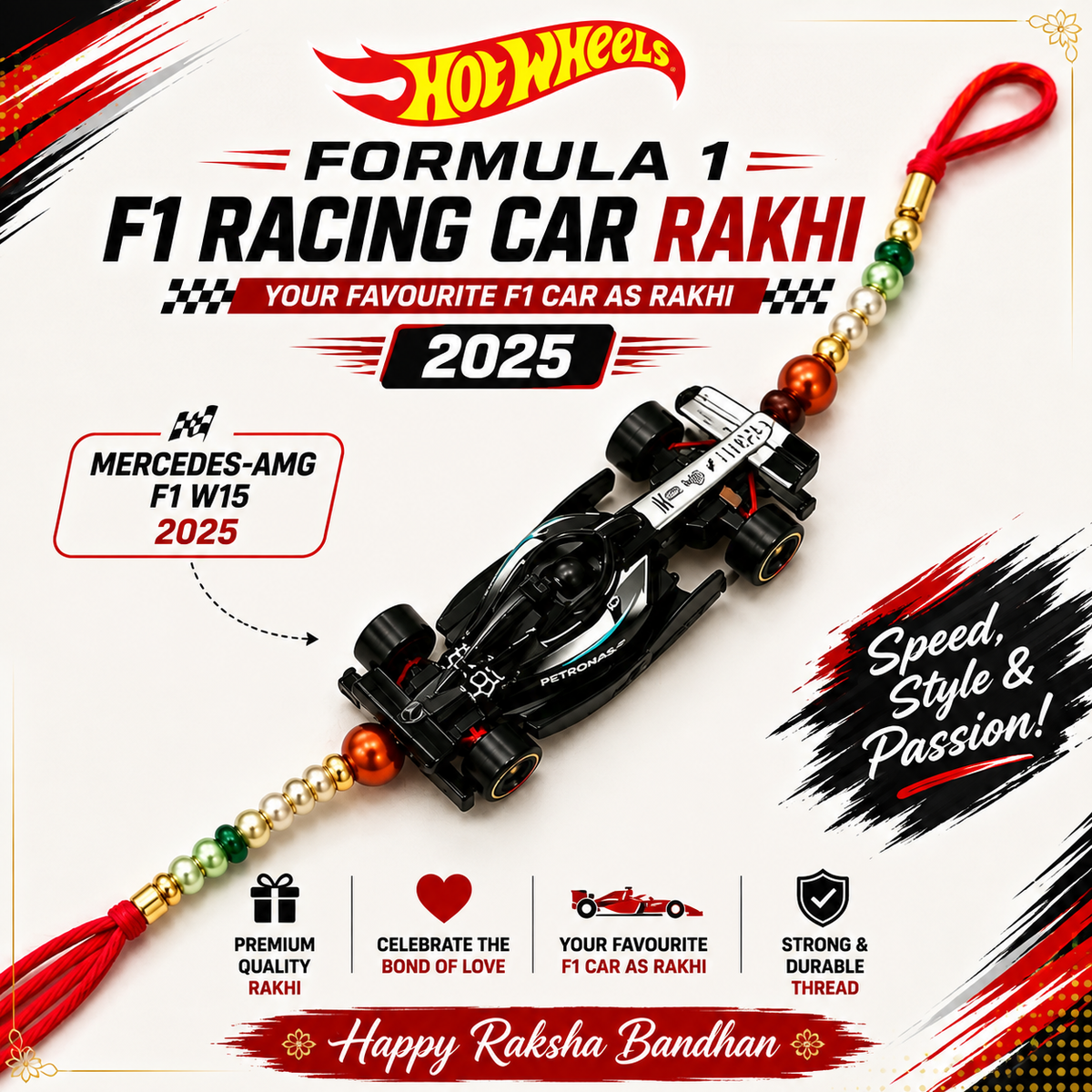 Hotwheels Formula 1 Rakhi – 2024 & 2025 Collection | 5 Cars / 10 Cars Pack | Select Your Variant