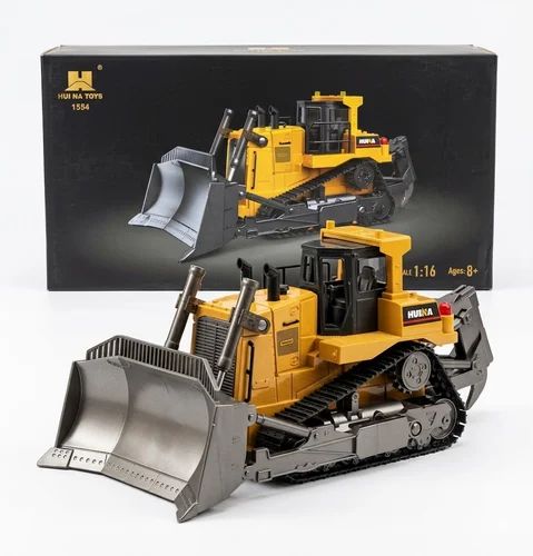 Huina Toys 1554 Remote Control RC Bulldozer Remote Distance 30 - 40 Meters Play Time 20 minutes Charging Time 180 minutes 3.7V 900mAh Rechargeable Battery (Included) 1:16 Scale