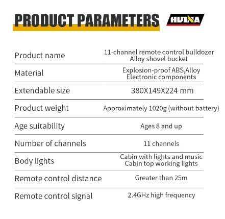 Huina Toys 1552 RC Loader 11 Function 1.87kg Remote control Power Rechargeable battery 3.7V 900mAh Play Time More Than 30 Minutes 2.4Gh 1:16 Scale USB Charger .