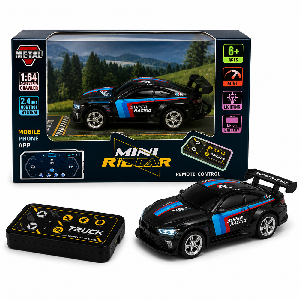 Trasped Mini RC Super Racing Car Speed Regulating Alloy Model Remote control Imported 1:64 Scale ( White )