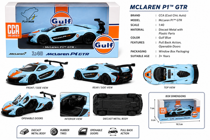 CCA Gulf Mclaren P1GTR 1:40 Scale Diecast Model With Opening Door Part