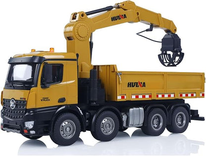 Huina Toys 1538 RC Remote Control Timber Grapple Dump Truck 26 Function 2.4Ghz Alloy Crane Grapple, Hook & Dump Bed Rechargeable battery USB Cable 1:14 Scale
