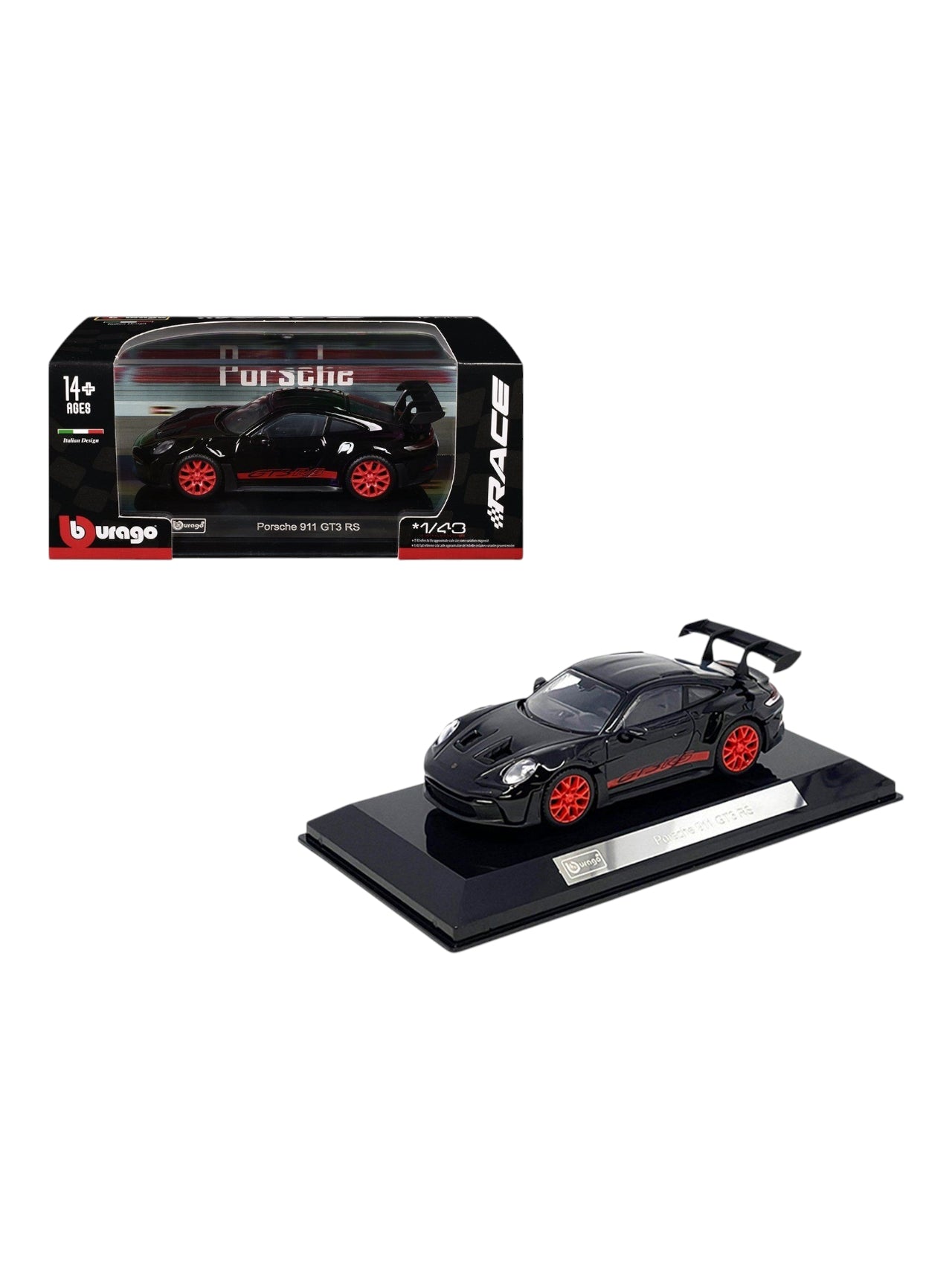 Bburago porsche 911 gt3 rs (official license product) 1:43 die-cast scale model car