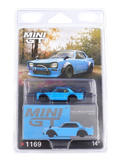 Mini GT #1169: Nissan LB★Works HAKOSUKA Baby Blue Imported 1:64 Scale