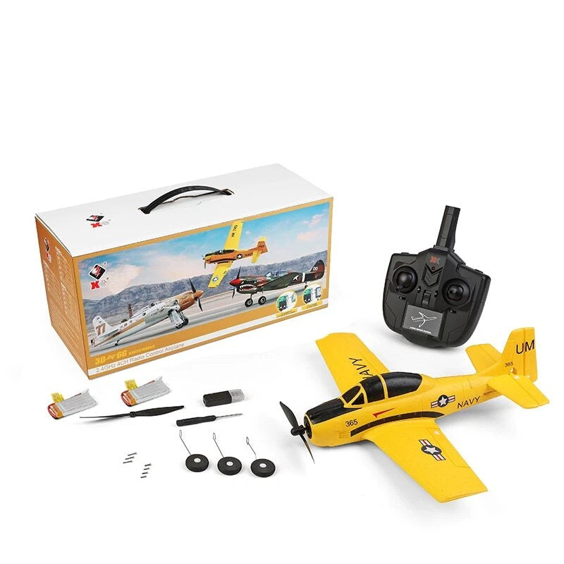 XK A220 P-40 Fighter 3D-6G Mode Uses 6 Axis Gyro Automatic Stabilization Mode 2.4 ghz 4Ch Radio Control Airplane Aircraft