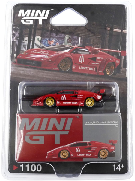 Mini GT #1100: Lamborghini Countach LB-WORKS Red 1:64 Scale – Toy
