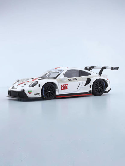 Bburago Porsche 911 RSR 1:43 Scale Diecast Model Car | White Racing Edition