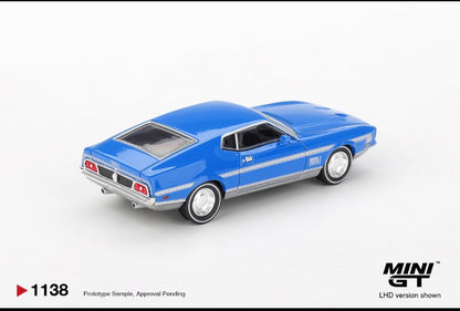 Mini GT Ford Mustang Mach 1 Grabber Blue (No.1138) 1:64 Scale