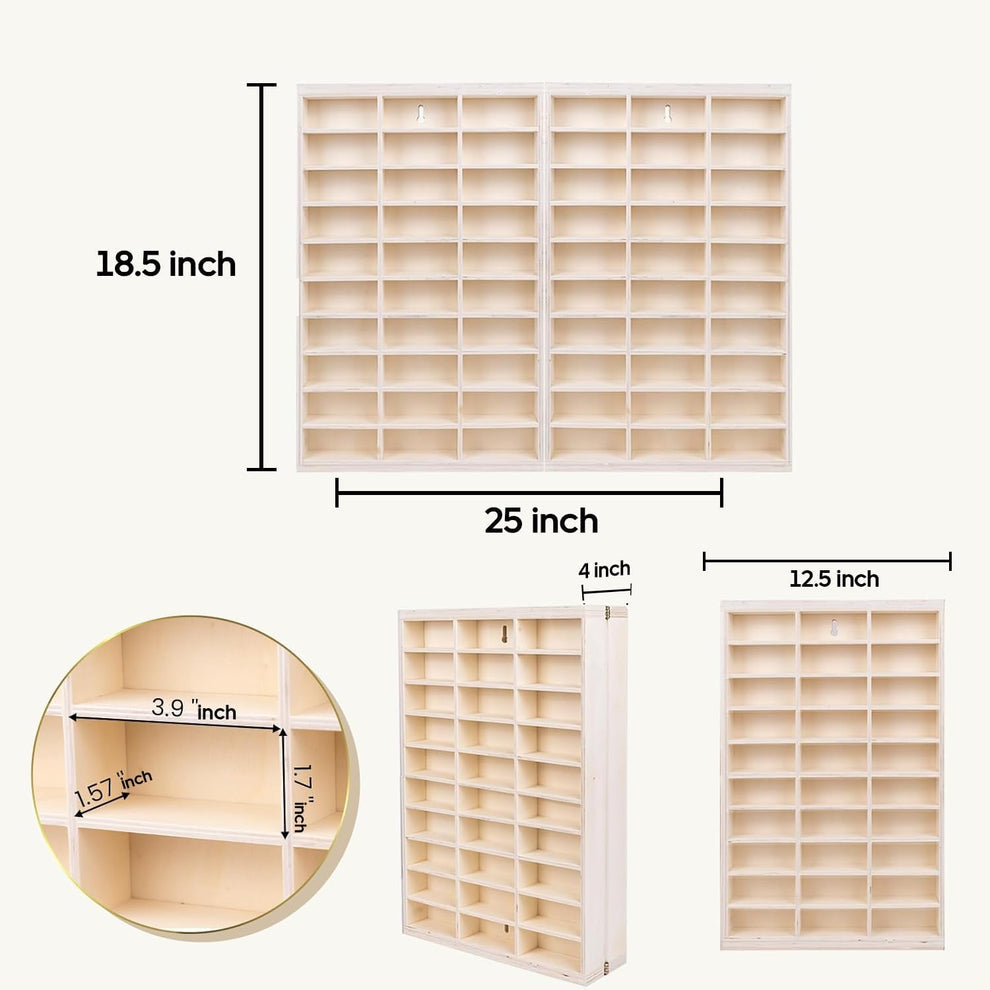 Foldable Wooden 60 Compartment Car Storage Case With Acrylic Cover for 1:64 Scale