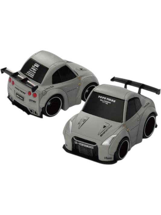 Mini GT Qube Carz Nissan GT-R R35 LB WORKS Type 1, Rear Wing ver 1 Matte Grey 1:64 Scale