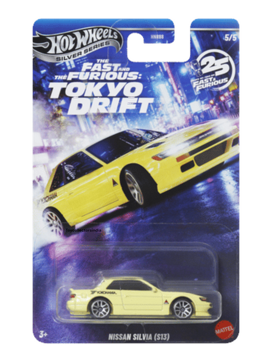 HotWheels Silver Series The Fast And Furious Tokyo Drift Nissan Silvia ( S13 ) Imported Card Art 1:64 Scale