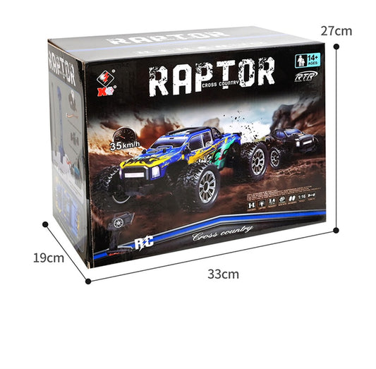 Raptor Cross Country Truck High' Speed Off-road (Rc) Remote Control Car ,Maximum Speed Up to 35km/H LED light Rechargeable battery 1:16 Scale.