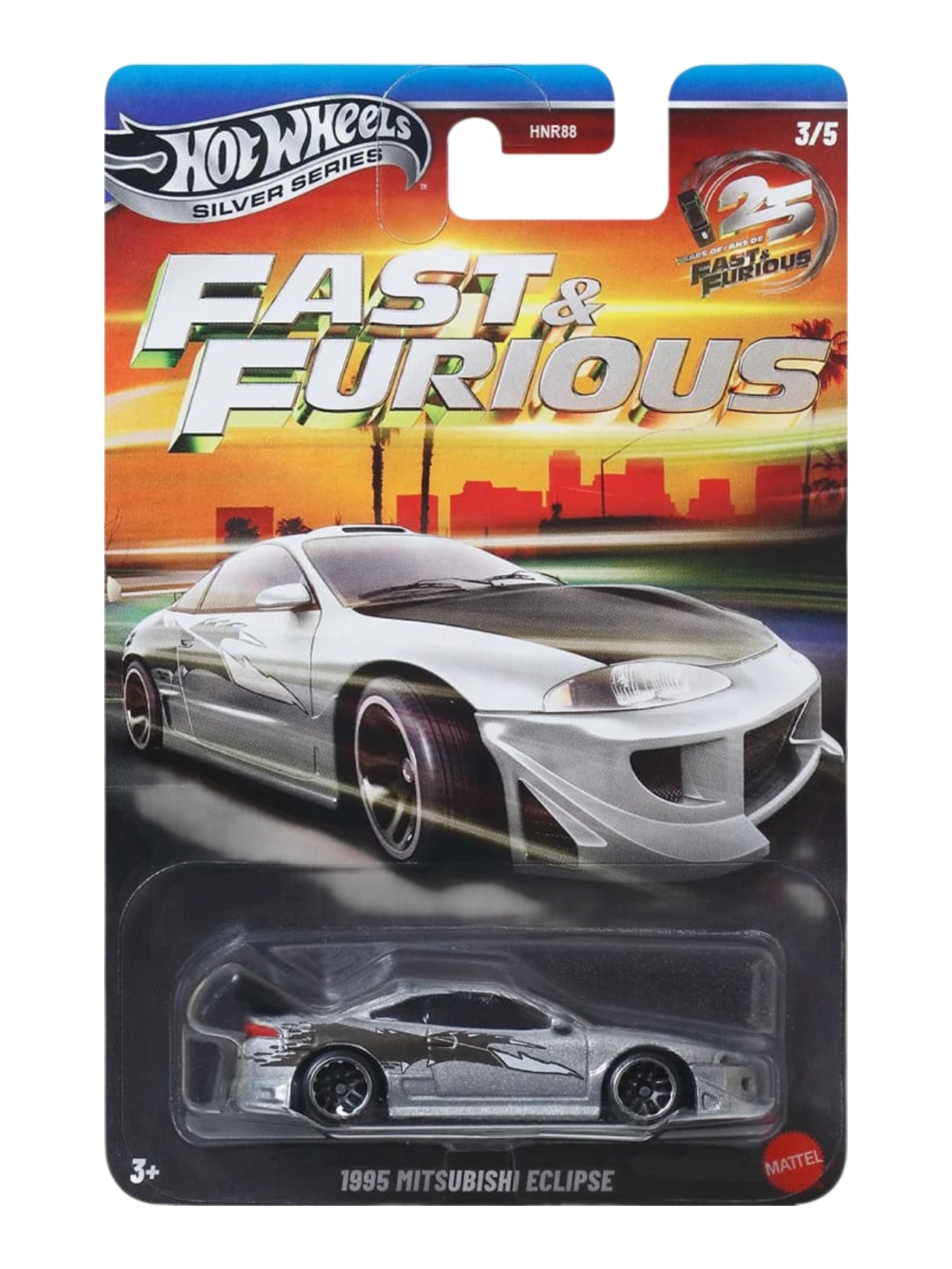 HotWheels Silver Series Fast And Furious 1993 Honda Civic Coupe Ex Ej 1 / 1970 Dodge Charger R/T / 1995 Mitsubishi Eclipse / 1995 Mazda Rx-7 / Toyota Supra Set Of 5 / Set Of 10 1:64 Scale