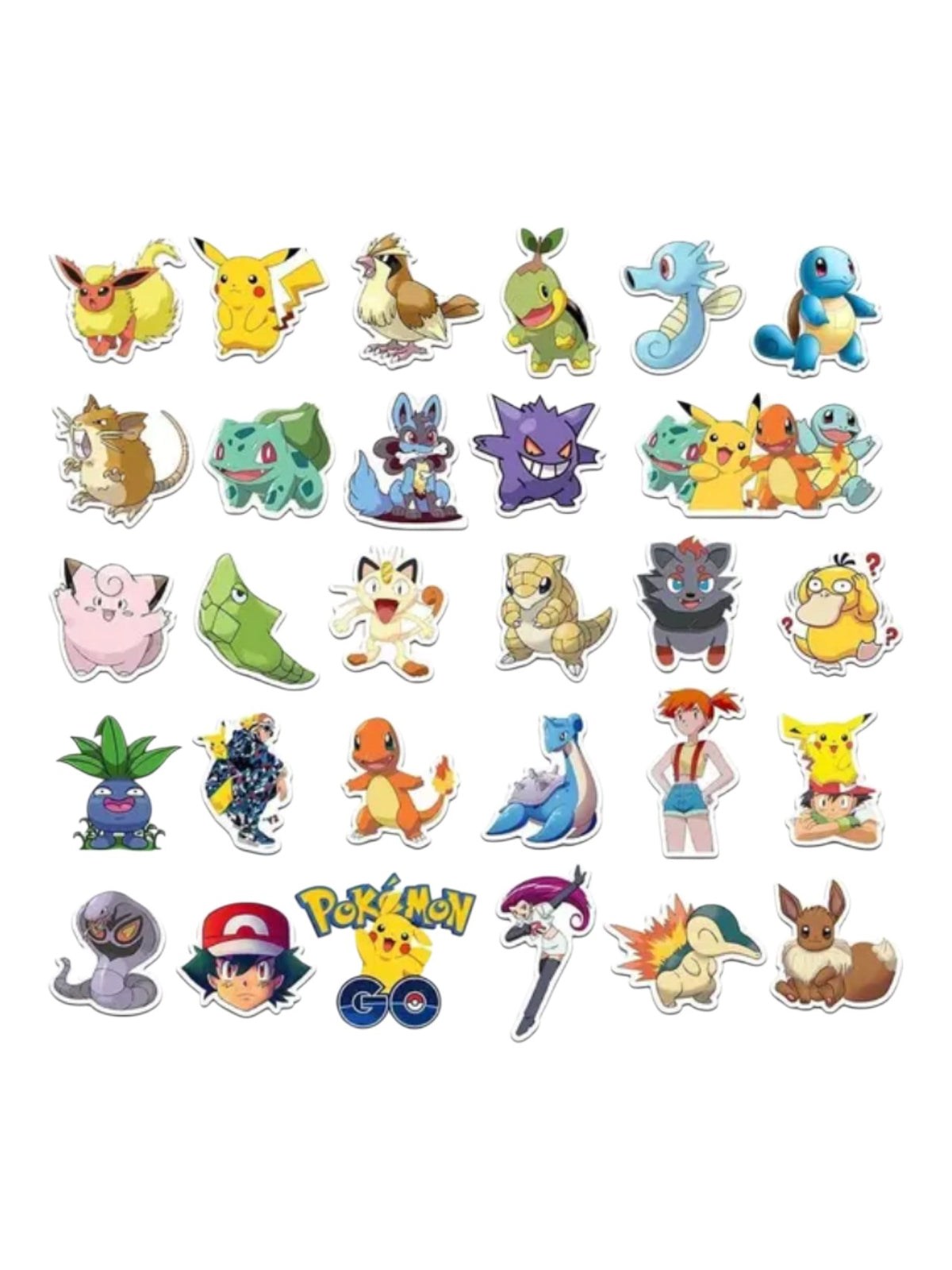 Pokémon Cartoon Stickers Pack of 50+ | Cute Pokémon Characters Self-Adhesive Vinyl Stickers | For Phone, Laptop & Notebook