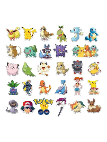 Pokémon Cartoon Stickers Pack of 50+ | Cute Pokémon Characters Self-Adhesive Vinyl Stickers | For Phone, Laptop & Notebook