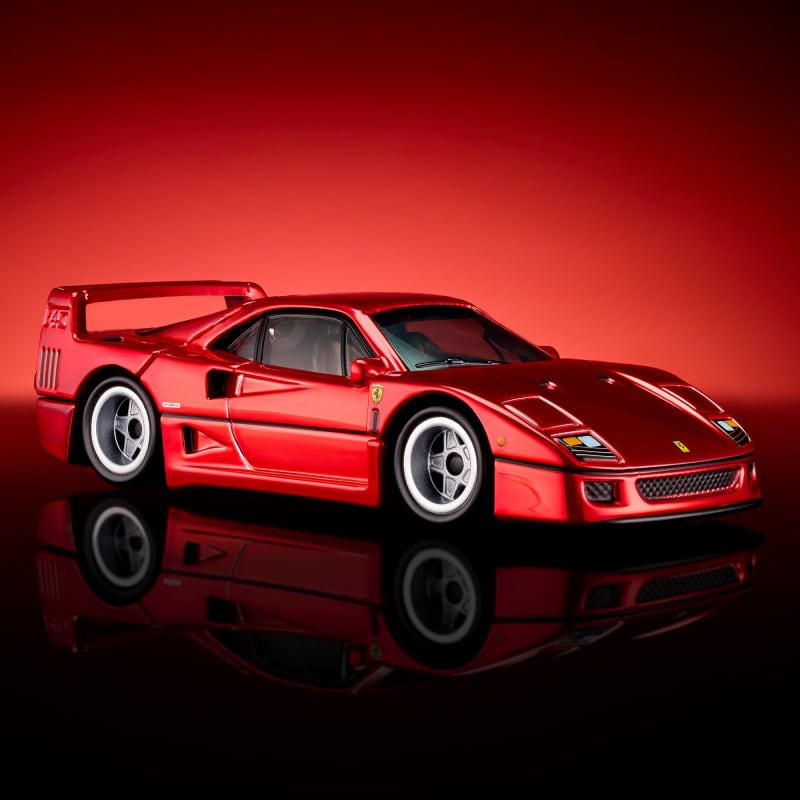 HotWheels RLC Ferrari F40 Sports Car With Diteling Diecast Model 1:64 Scale Color -Red Line Club Opening Rear Clamshell With Engine Detail And Front Bonnet Premium Car
