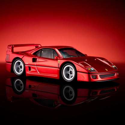 HotWheels RLC Ferrari F40 Sports Car With Diteling Diecast Model 1:64 Scale Color -Red Line Club Opening Rear Clamshell With Engine Detail And Front Bonnet Premium Car