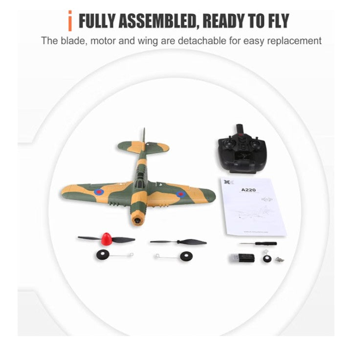 XK 2.4GHz 4CH RC P-40 Fighter Aircraft – 3D/6G Switchable, 6-Axis Gyro Stabilization, Beginner-Friendly, Aerobatic Flight & High-Altitude Flying (approximately 500 feet)