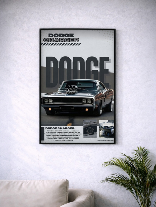 DODGE CHARGER | CLASSIC MUSCLE CAR #26 |CAR POSTER (A4 Size)