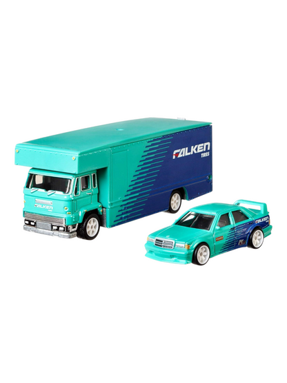 HotWheels Car Culture Team Transport Mercedes-Benz 190E Fleet Flyer Imported Premium 1:64 Scale (With Protector)