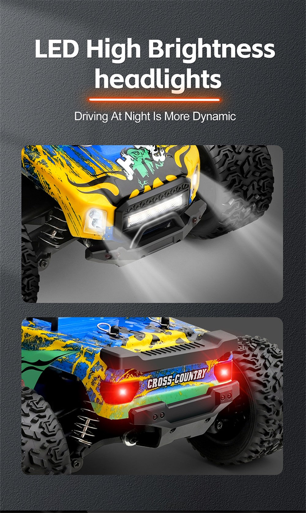 Raptor Cross Country Truck High' Speed Off-road (Rc) Remote Control Car ,Maximum Speed Up to 35km/H LED light Rechargeable battery 1:16 Scale.
