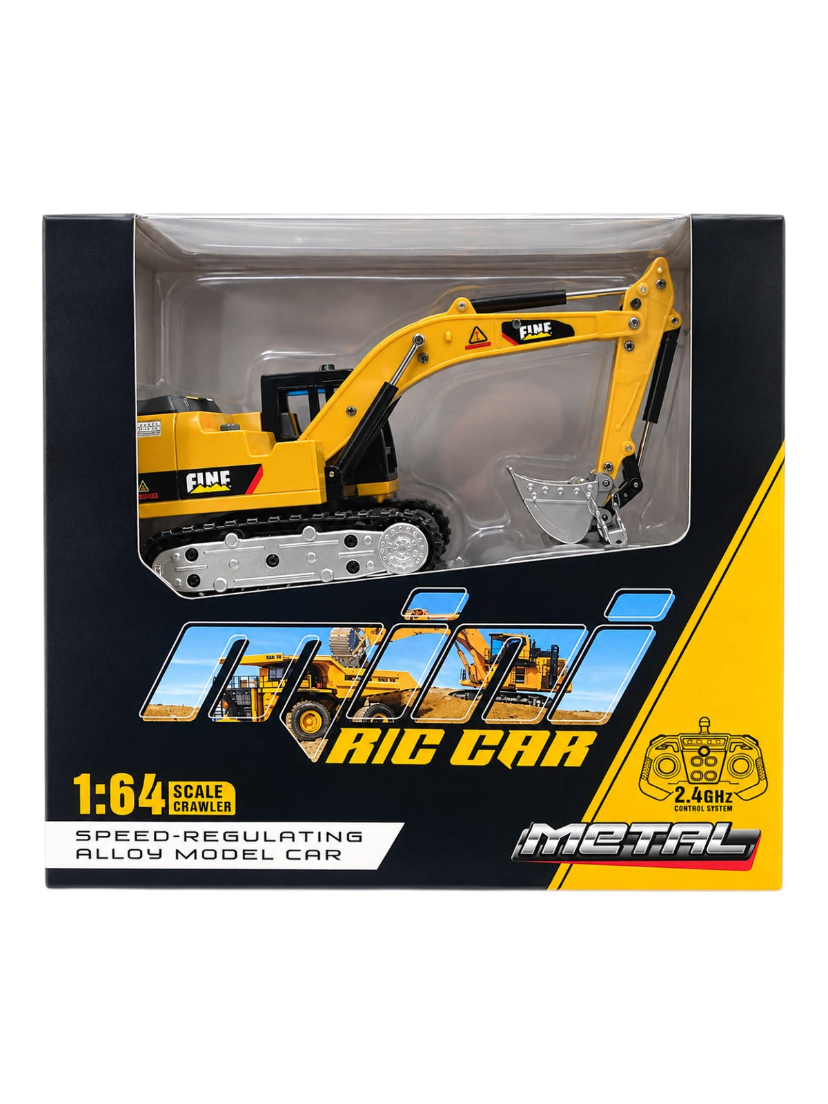 Mini Alloy RC Crawler Excavator with 2.4GHz Remote & App Control, LED Lights, Speed Adjustment, 2WD & Rechargeable Battery 1:64 Scale