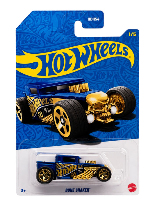 HotWheels 58th Anniversary 'Bone Shaker "Pearl & Chrome"Card Art Mainline 1:64 Scale