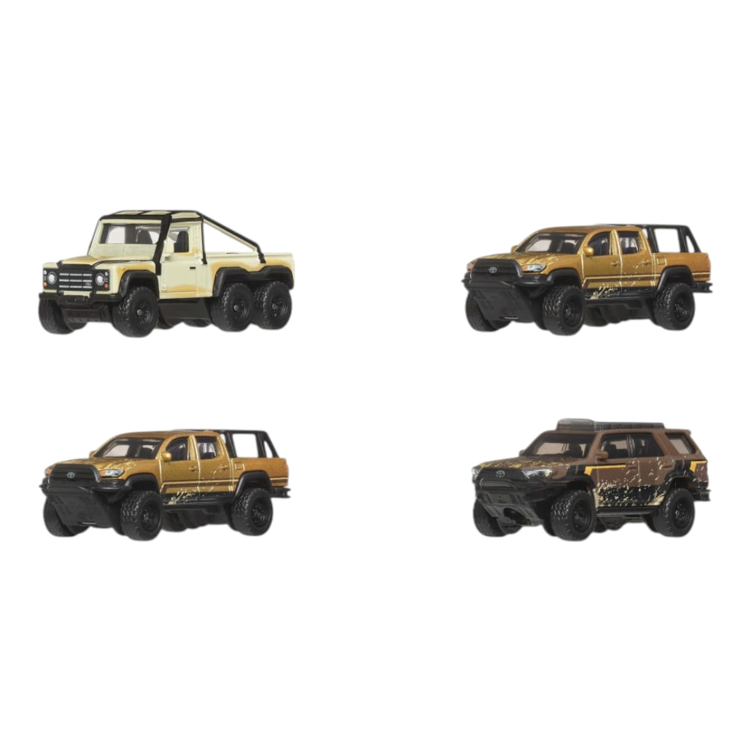 Matchbox Desert Chase Escape Diorama - Toyota 4runner, Tacoma, Land Rover 6x6 (2026 Matchbox Movie Multipack) imported premium 1:64 Scale