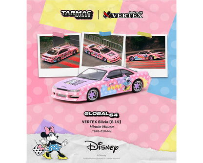 Tarmac Works VERTEX Silvia (S14) Disney Minnie Mouse 1:64 Scale Diecast Model