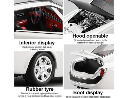 XLG Rolls-Royce 1:24 Scale Luxury Coupe Die Cast Model Car | Openable Doors | Light & Sound | Pull Back Action