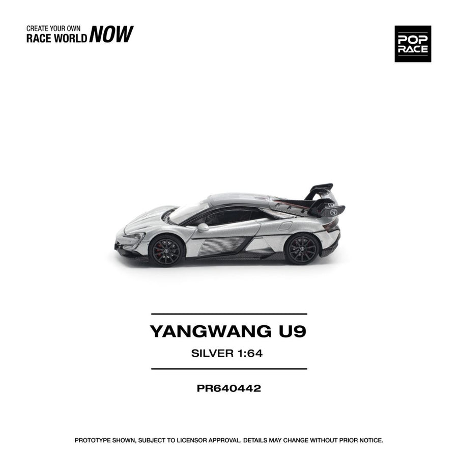 Pop Race PR64-442: Yangwang U9 Silver 1:64 Scale Diecast Model