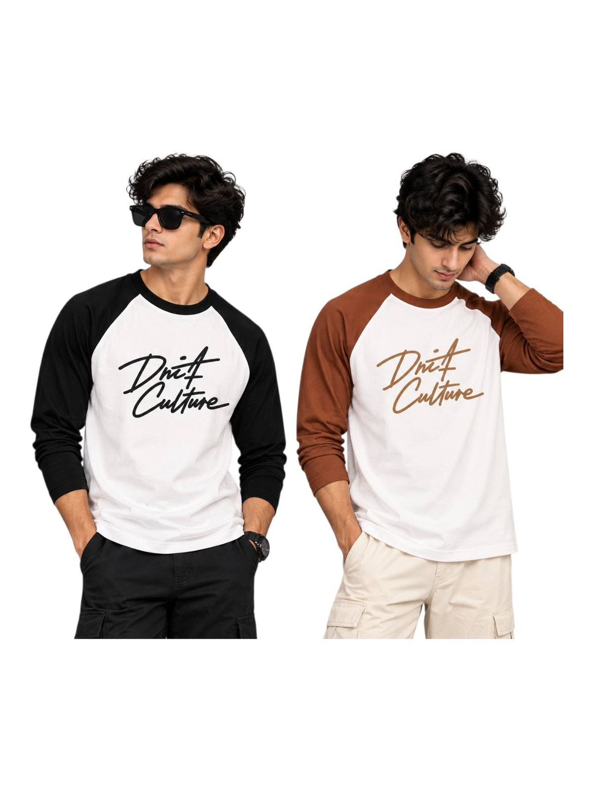 Drift Culture Men’s Round Neck Raglan Full Sleeve Printed T-Shirt | Stylish Casual & Trendy Streetwear Tee