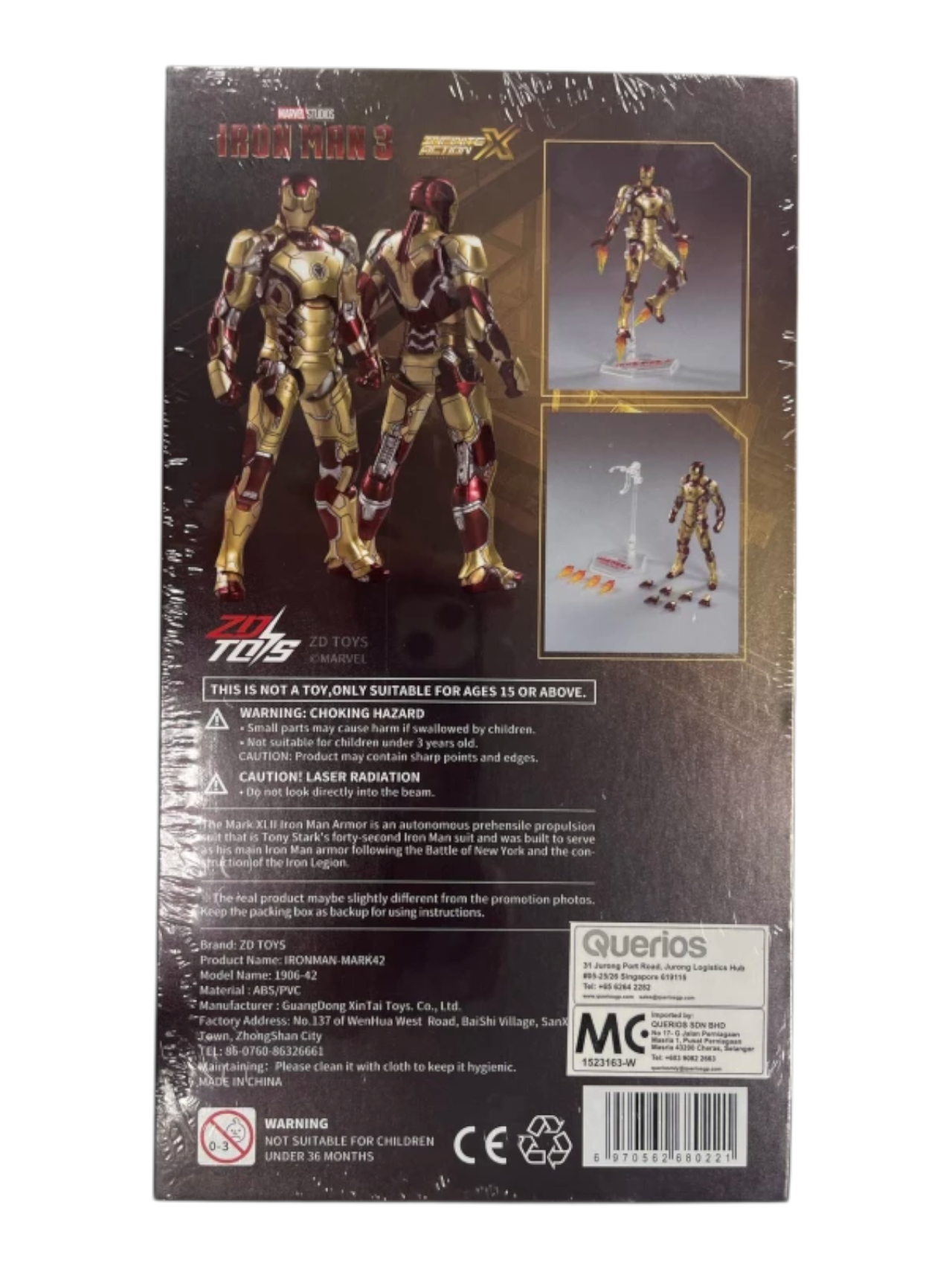 Marvel Studio ZD Toys Iron Man Mk42 With Lighting Function Action Figure 1:10 Scale collection
