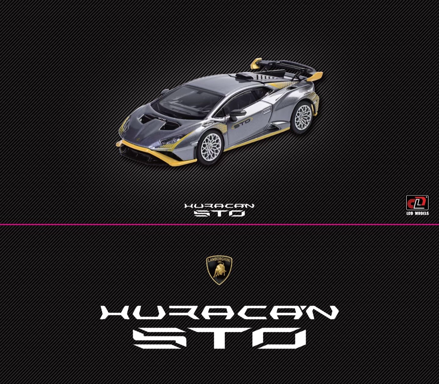 LCD Models Lamborghini Huracán STO Die-Cast Model Car | Silver with Yellow Accents Imported 1:64 Scale  Premium