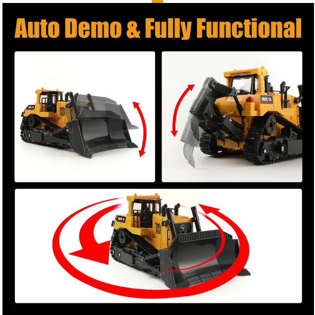 Huina Toys 1554 Remote Control RC Bulldozer Remote Distance 30 - 40 Meters Play Time 20 minutes Charging Time 180 minutes 3.7V 900mAh Rechargeable Battery (Included) 1:16 Scale