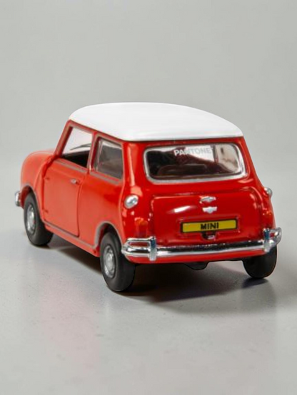 TINY PANTONE Mini Cooper Diecast Model Car – Classic Red Mini | Vintage Collectible Toy with Display Box 1:50 Scale