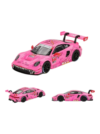 Mini GT #1052: Roxy Porsche 911 GT3 R #77 AO Racing 2024 IMSA Road America 1:64 Scale Box packaging