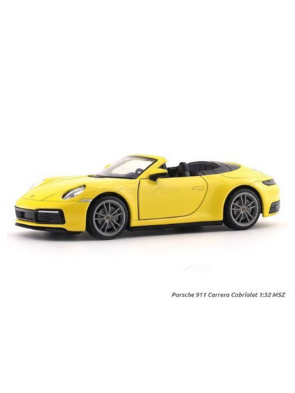Porsche 911 Carrera Cabriolet Yellow 1:32 MSZ licensed pullback diecast Scale Model car