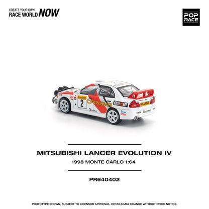 ( PR640402 ) POPRACE Mitsubishi Lancer Evolution IV - 1998 Monte Carlo Rally 1:64 Scale Diecast Model