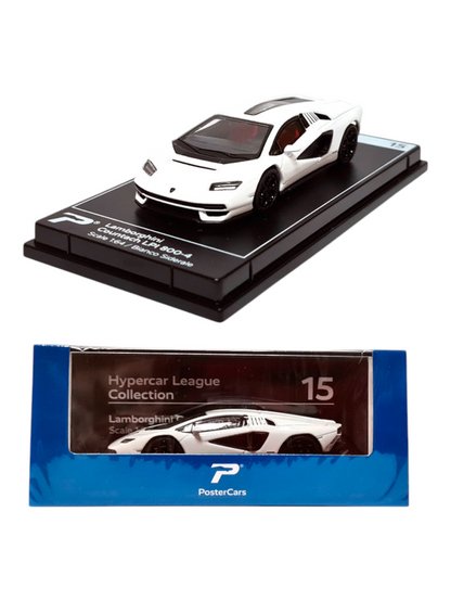 Postercars Hypercar League Collection Lamborghini  Countach LPI 800-4 1:64 Scale / Bianco Siderale (No 15)
