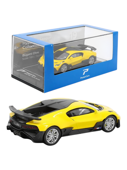 Postercars Hypercar League Collection Bugatti Divo 1:64 Scale / Jaune Soufre ( No 19 )