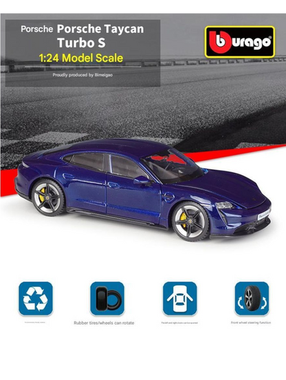 Bburago Porsche Taycan Turbo S Diecast 1:24 Scale (Official Licensed Product)