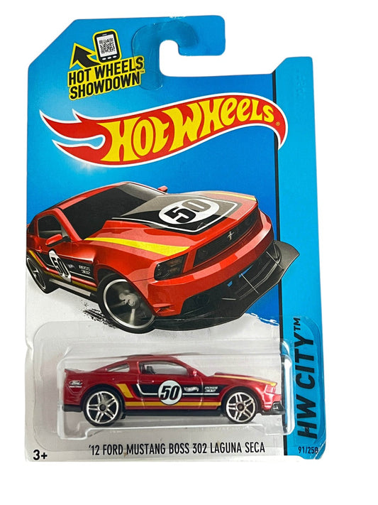 HotWheels '12 Ford Mustang Boss 302 Laguna Seca Imported Mainline 1:64 Scale ( Card Damege Car Mint Condition ) Diecast Model