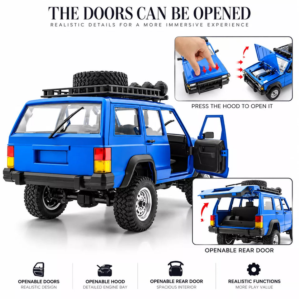 Hobby Grade RC Crawler Off-Road Truck with 2.4GHz Remote, LED Lights & Rechargeable Battery 1:12 Scale Remote Control Truck