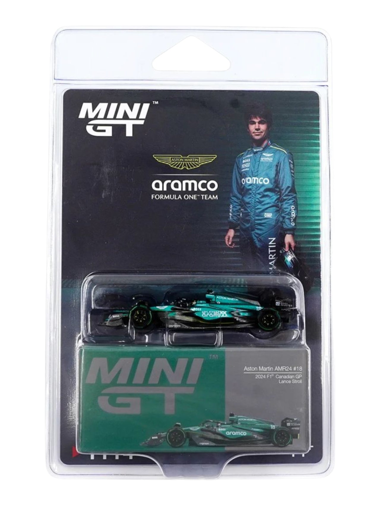 Mini GT Aston Martin AMR24 #18 2024 F1 Canadian GP Lance Stroll (No.1114) 1:64 Scale