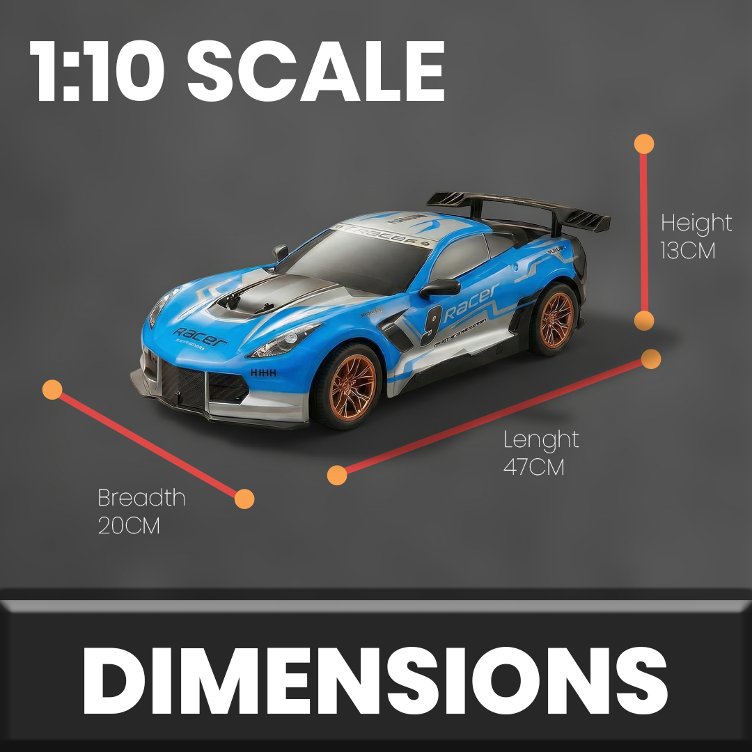 Joy Junction Mustang JOY Junction Mustang 1:10 Scale High-Speed RC Racing Car – 2.4GHz Remote Control Sports Car with Rechargeable Battery, LED Lights & Drift Performance