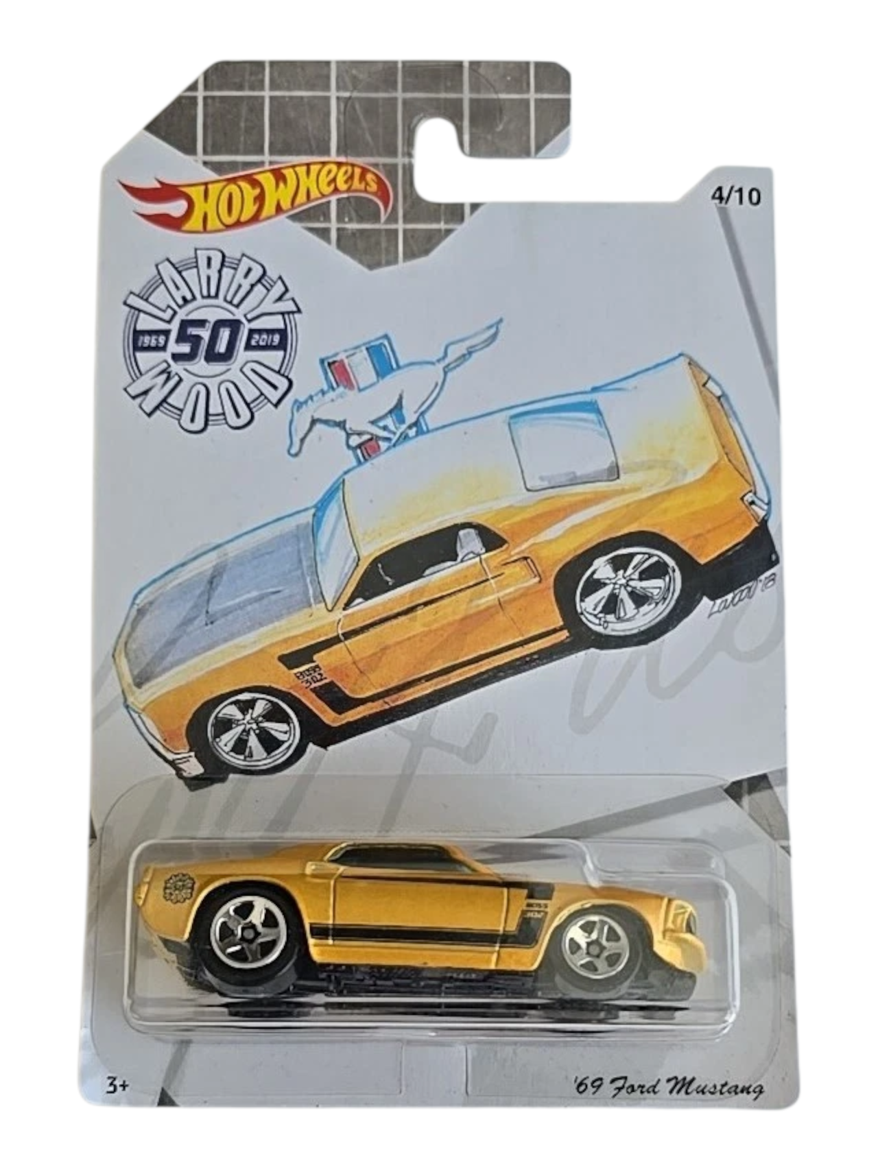 HotWheels 69 ford mustang 1959 larry 50 Imported Card Art 1:64 Scale