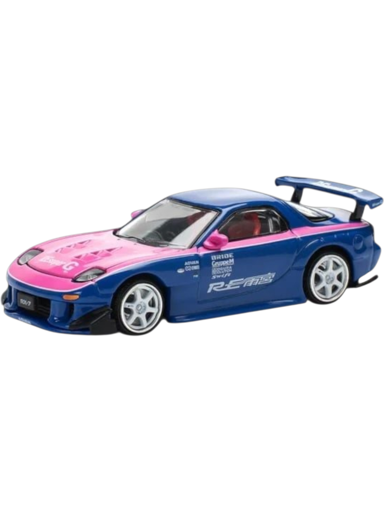 POP RACE Mazda RX-7 RE Amemiya Blue Pink 1:64 Die-Cast Car Model | PR64-240