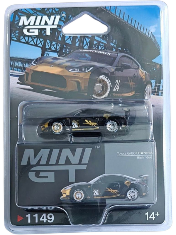 Mini GT #1149: Toyota GR86 LB☆Nation Black / Gold – Toy