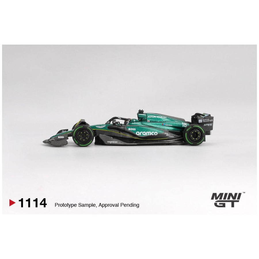 Mini GT Aston Martin AMR24 #18 2024 F1 Canadian GP Lance Stroll (No.1114) 1:64 Scale